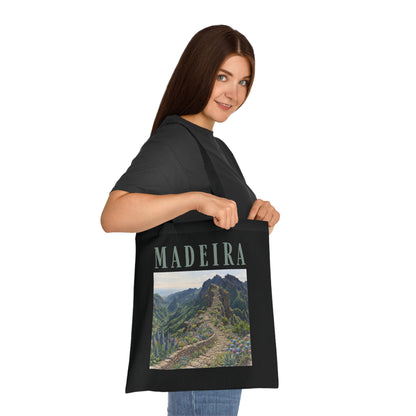 Madeira Scenic Cotton Tote — Travel Tote Bag with Mountain Landscape Print