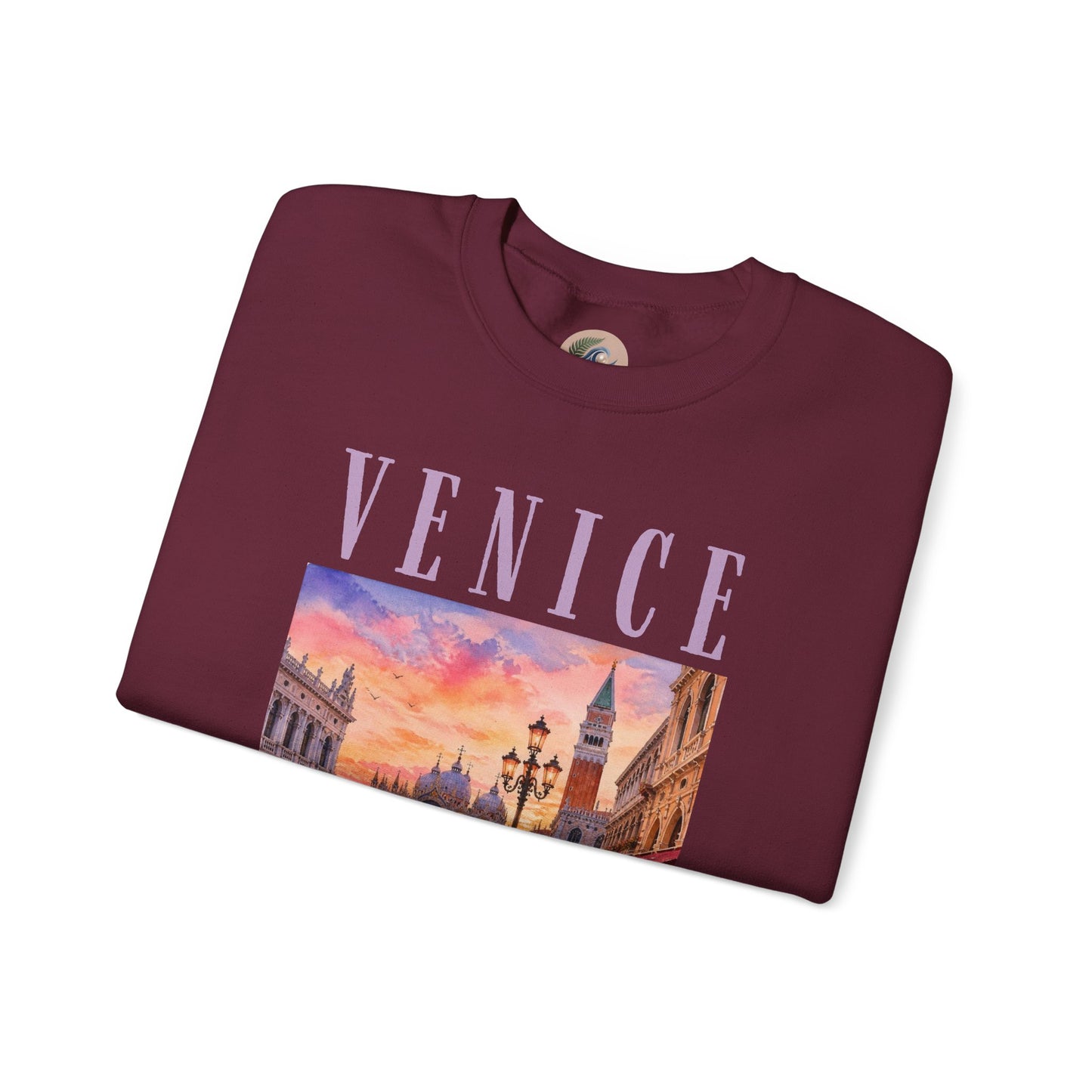 Venice Sunset Crewneck Sweatshirt — Vintage Canal Travel Graphic