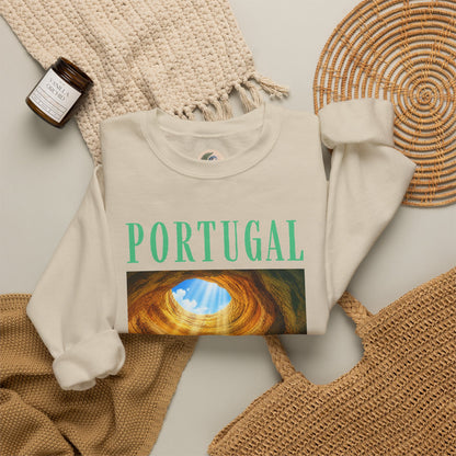 Portugal Benagil Cave Crewneck Sweatshirt — Coastal Travel Graphic Pullover