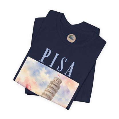 Pisa Floral Illustration T‑Shirt — Leaning Tower Travel Tee