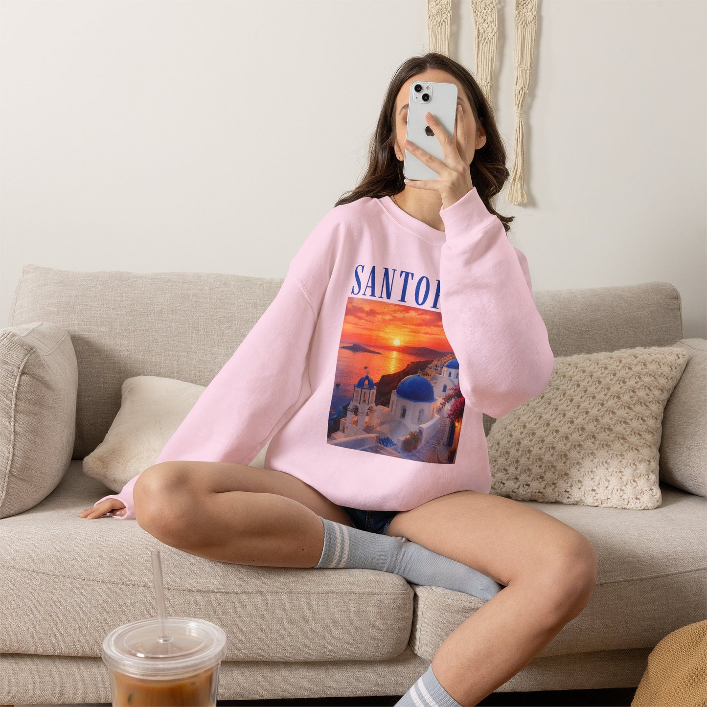 Santorini Sunset Sweatshirt — Greek Island Travel Crewneck