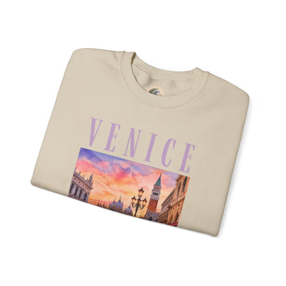 Venice Sunset Crewneck Sweatshirt — Vintage Canal Travel Graphic