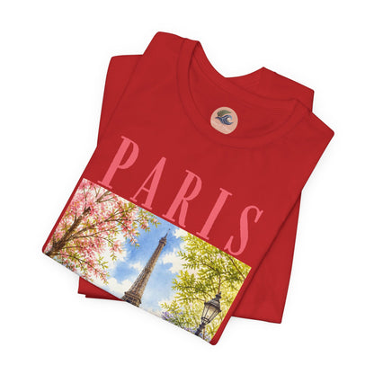 Paris Floral Eiffel Tower Tee — Vintage Romantic France T-Shirt