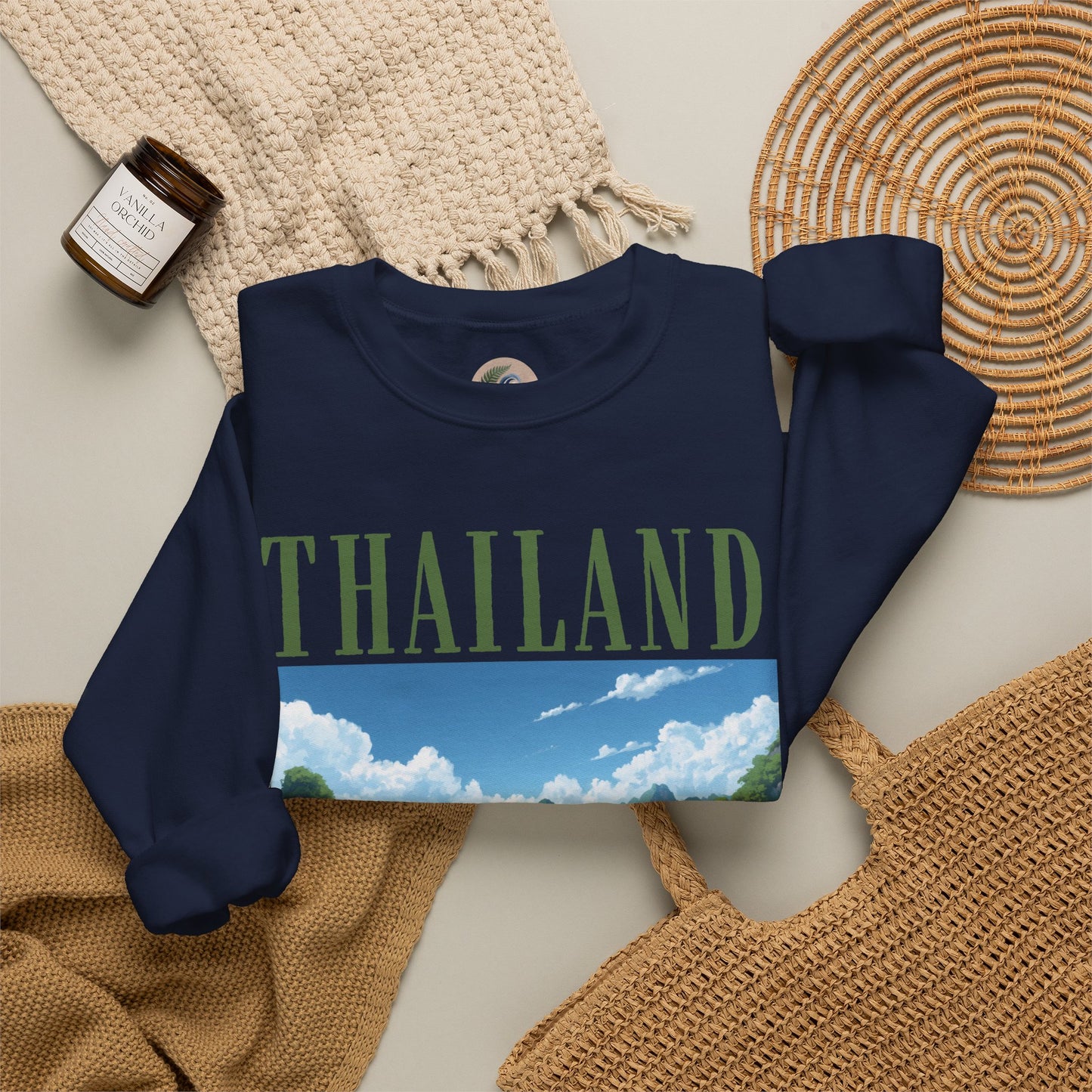 Thailand Scenic Crewneck Sweatshirt — Tropical Island Graphic Pullover
