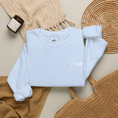 Minimal 'N3P' National 3 Peaks Logo Crewneck Sweatshirt – Small Chest Emblem, Casual Everyday Pullover