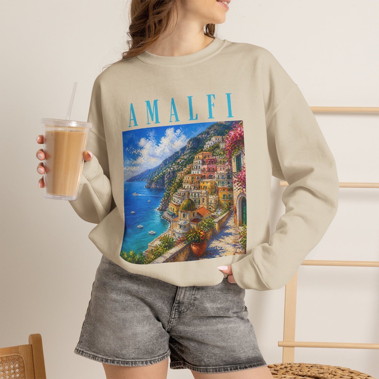 Amalfi Coast Scenic Crewneck Sweatshirt