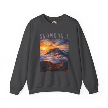 Snowdonia Sunset Crewneck Sweatshirt — Scenic Mountain Graphic