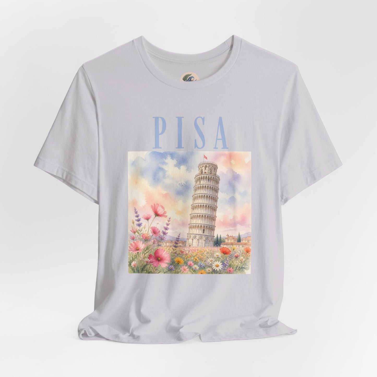 Pisa Floral Illustration T‑Shirt — Leaning Tower Travel Tee