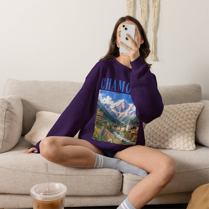 Chamonix Mountain Crewneck Sweatshirt — Alpine Scenic Graphic