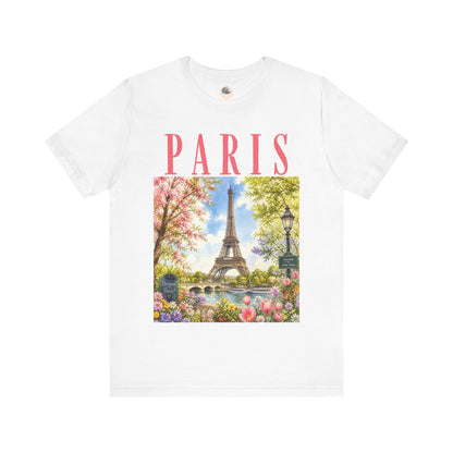 Paris Floral Eiffel Tower Tee — Vintage Romantic France T-Shirt