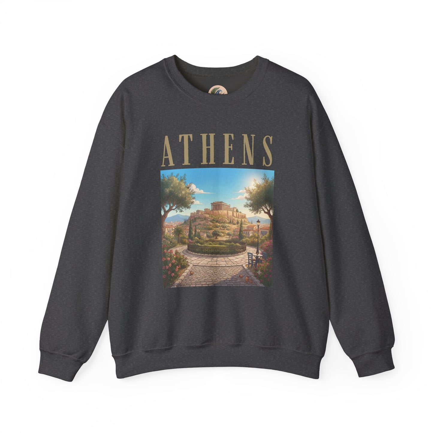 Athens Scenic Crewneck Sweatshirt — Vintage Greece Travel Pullover