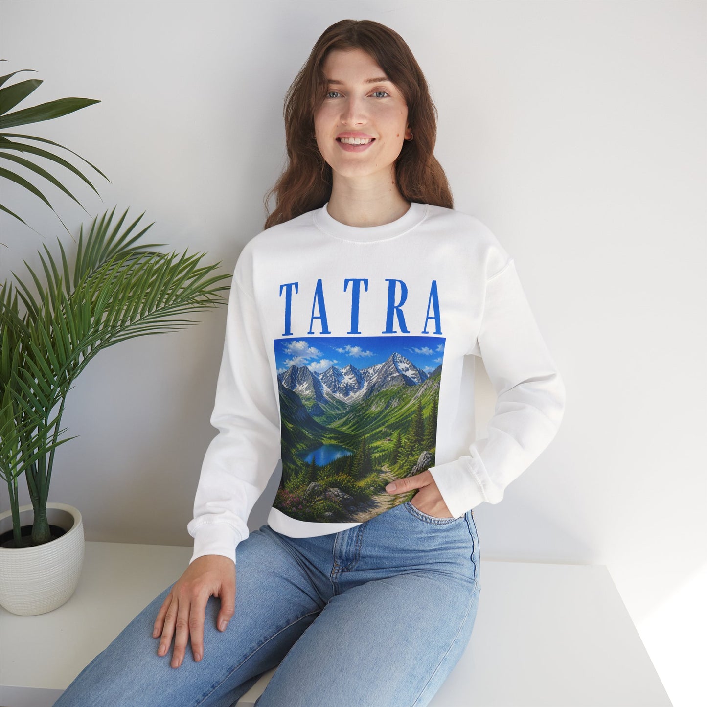 Tatra Mountain Crewneck Sweatshirt — Scenic Alpine Landscape Print