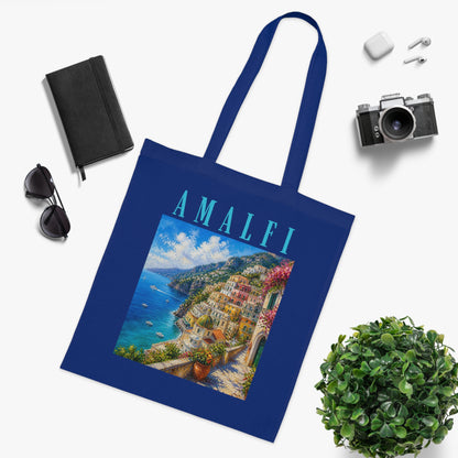 Amalfi Coast Cotton Tote Bag — Scenic Italy Travel Beach Market Tote