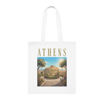 Athens Scenic Tote Bag – Vintage Greek Travel Cotton Tote