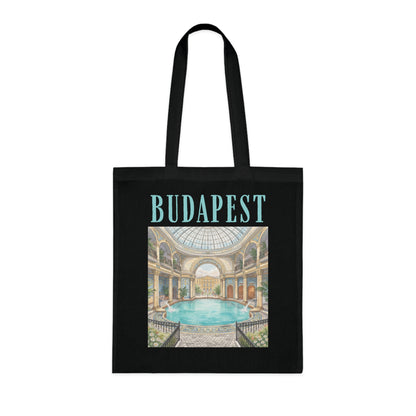 Budapest Thermal Bath Cotton Tote — Vintage Spa Illustration Travel Bag