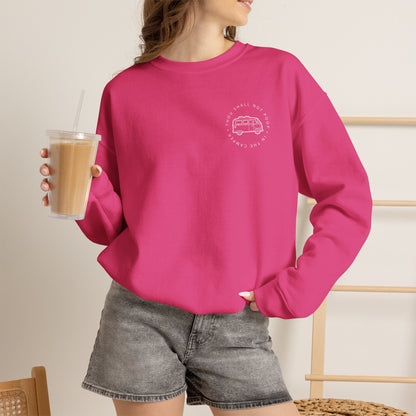 Cozy Camper Crewneck Sweatshirt — Van Life Humour Chest Graphic