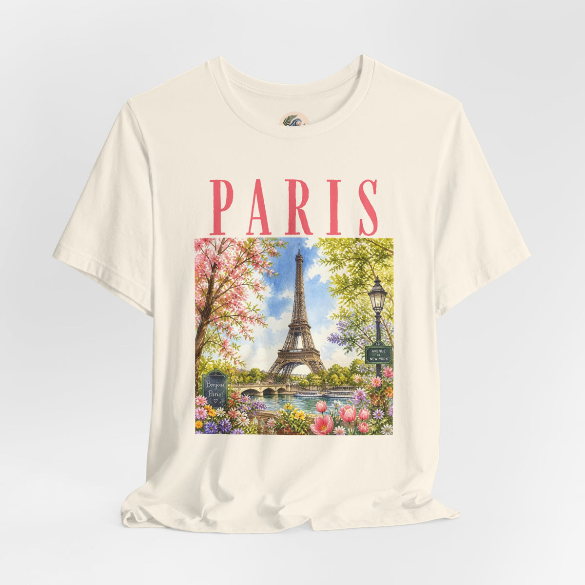 Paris Floral Eiffel Tower Tee — Vintage Romantic France T-Shirt