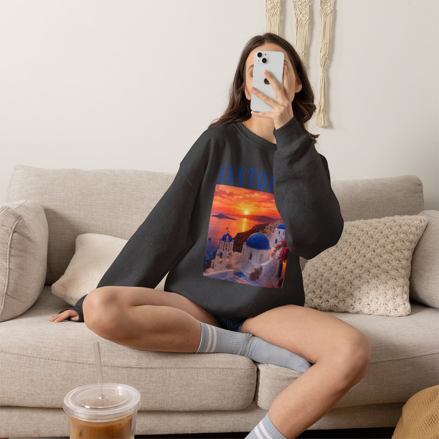 Santorini Sunset Sweatshirt — Greek Island Travel Crewneck