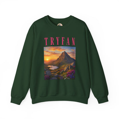 Tryfan Mountain Sweatshirt — Scenic Snowdonia Sunset Landscape Crewneck