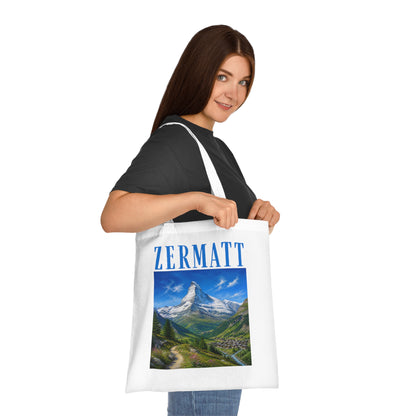 Zermatt Mountain Scenic Cotton Tote Bag