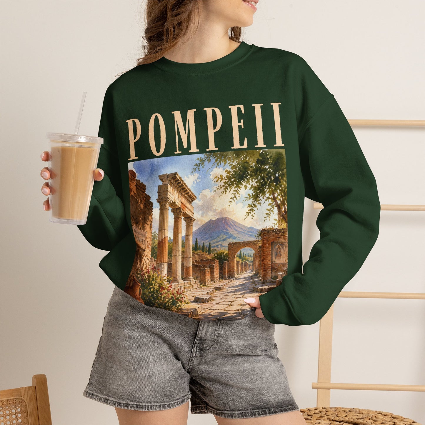 Pompeii Ruins Vintage Crewneck Sweatshirt