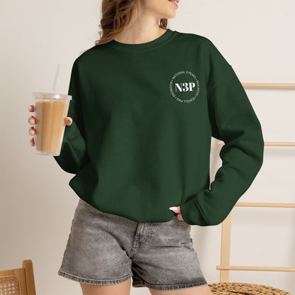 Minimal 'N3P' National 3 Peaks Logo Crewneck Sweatshirt – Small Chest Emblem, Casual Everyday Pullover