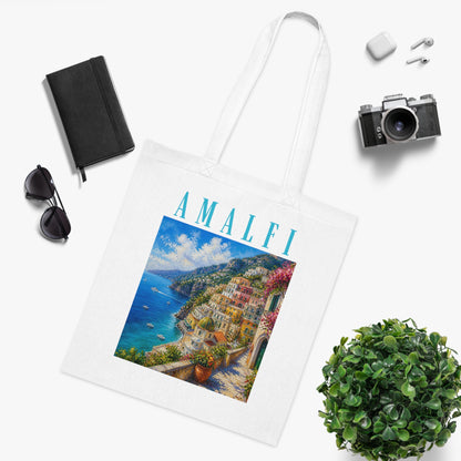 Amalfi Coast Cotton Tote Bag — Scenic Italy Travel Beach Market Tote