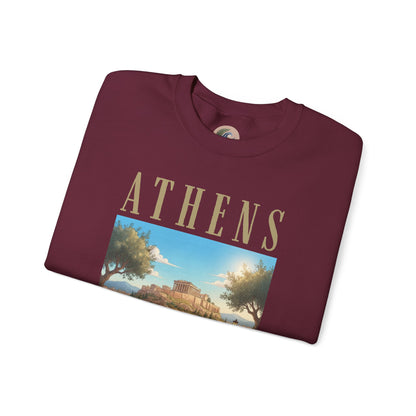 Athens Scenic Crewneck Sweatshirt — Vintage Greece Travel Pullover