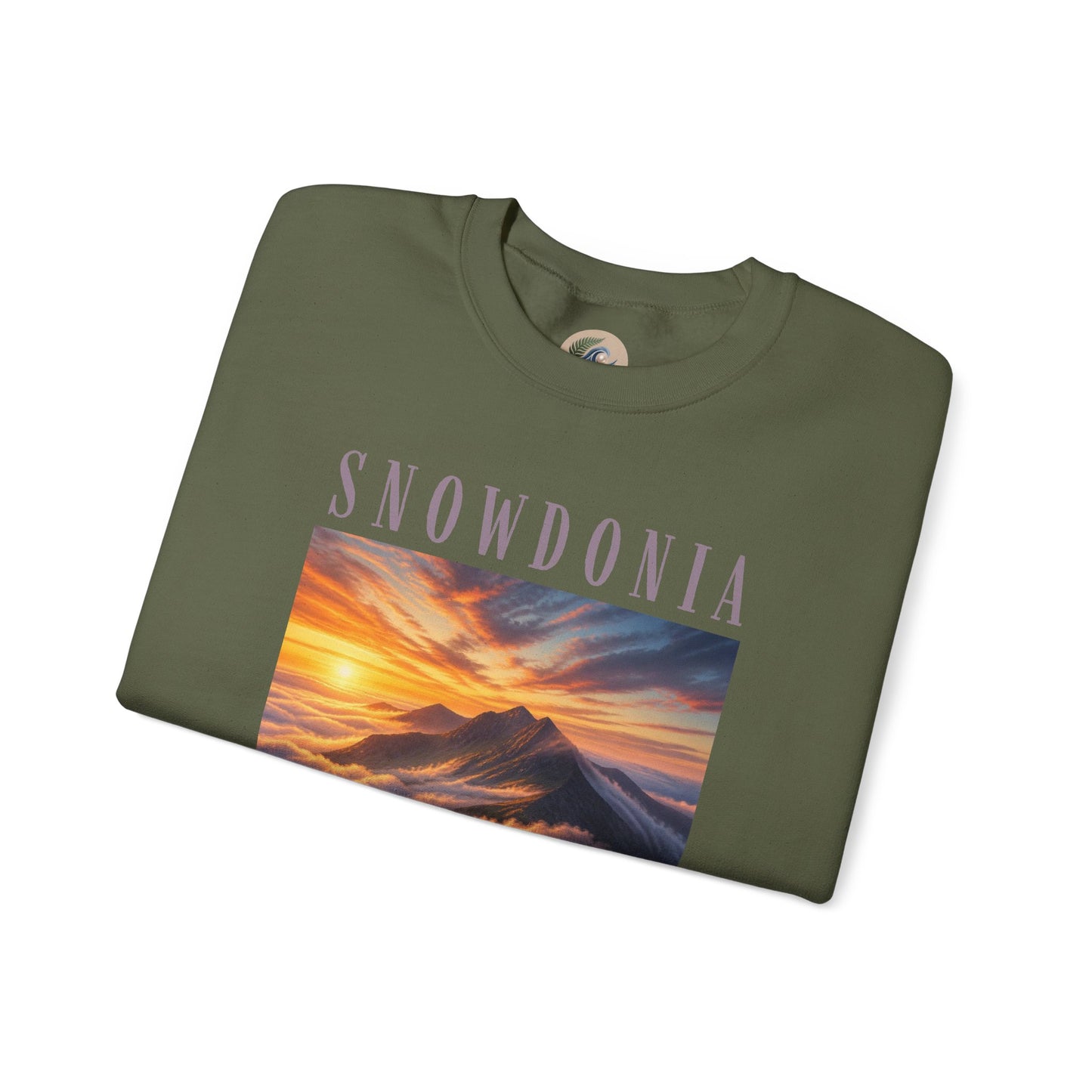 Snowdonia Sunset Crewneck Sweatshirt — Scenic Mountain Graphic