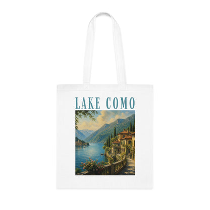 Lake Como Scenic Cotton Tote Bag – Vintage Travel Poster Design