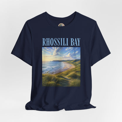 Rhossili Bay Scenic Tee — Coastal Landscape Graphic T-Shirt