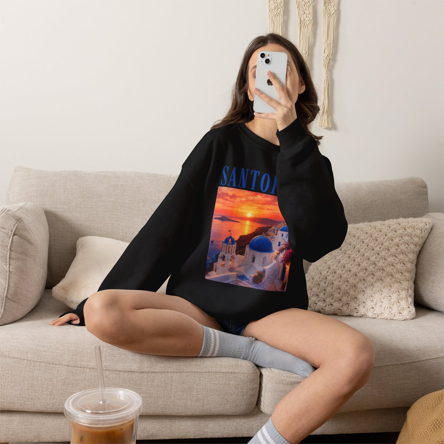Santorini Sunset Sweatshirt — Greek Island Travel Crewneck