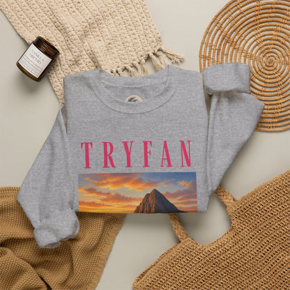 Tryfan Mountain Sweatshirt — Scenic Snowdonia Sunset Landscape Crewneck