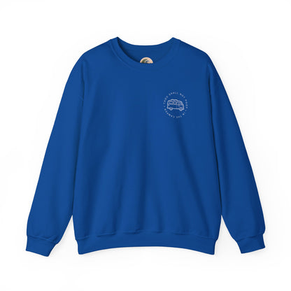 Cozy Camper Crewneck Sweatshirt — Van Life Humour Chest Graphic