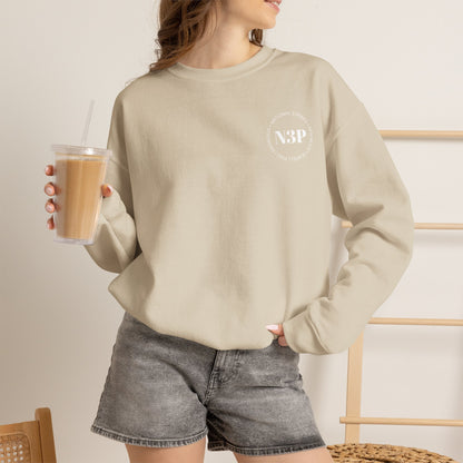 Minimal 'N3P' National 3 Peaks Logo Crewneck Sweatshirt – Small Chest Emblem, Casual Everyday Pullover