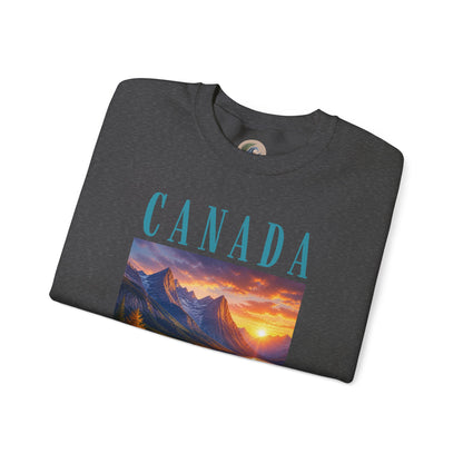 Canada Banff Scenic Crewneck Sweatshirt — Mountain Lake Sunset Graphic