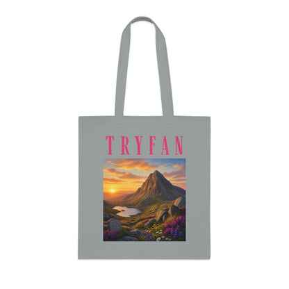 Tryfan Mountain Cotton Tote — Scenic Snowdonia Sunset Landscape Tote Bag