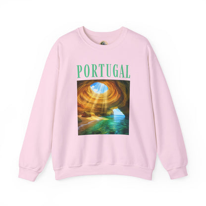 Portugal Benagil Cave Crewneck Sweatshirt — Coastal Travel Graphic Pullover