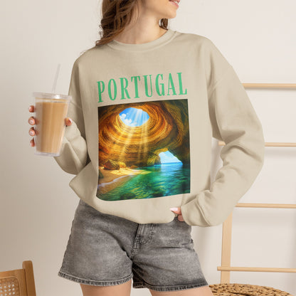 Portugal Benagil Cave Crewneck Sweatshirt — Coastal Travel Graphic Pullover
