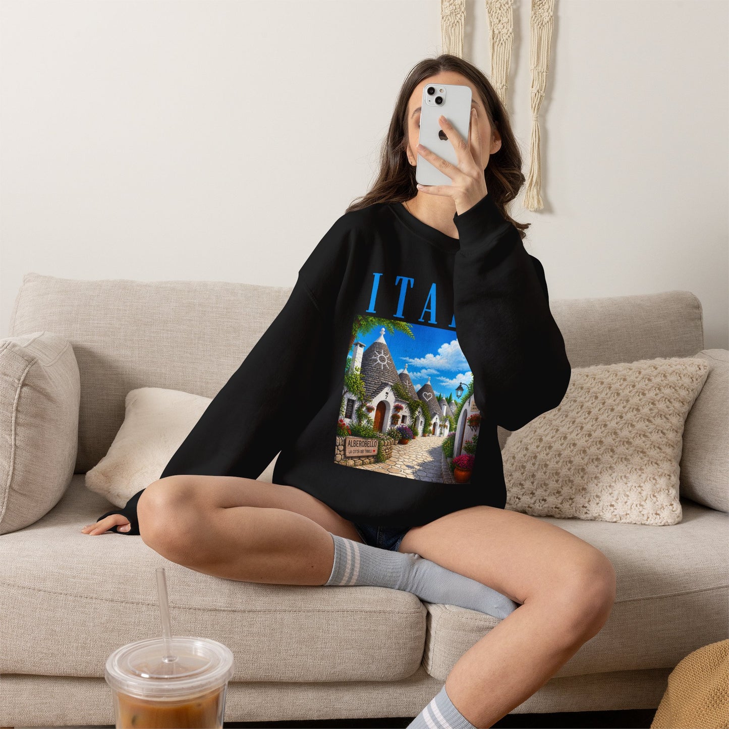 Italy Alberobello Scenic Sweatshirt — Trulli Village Travel Crewneck