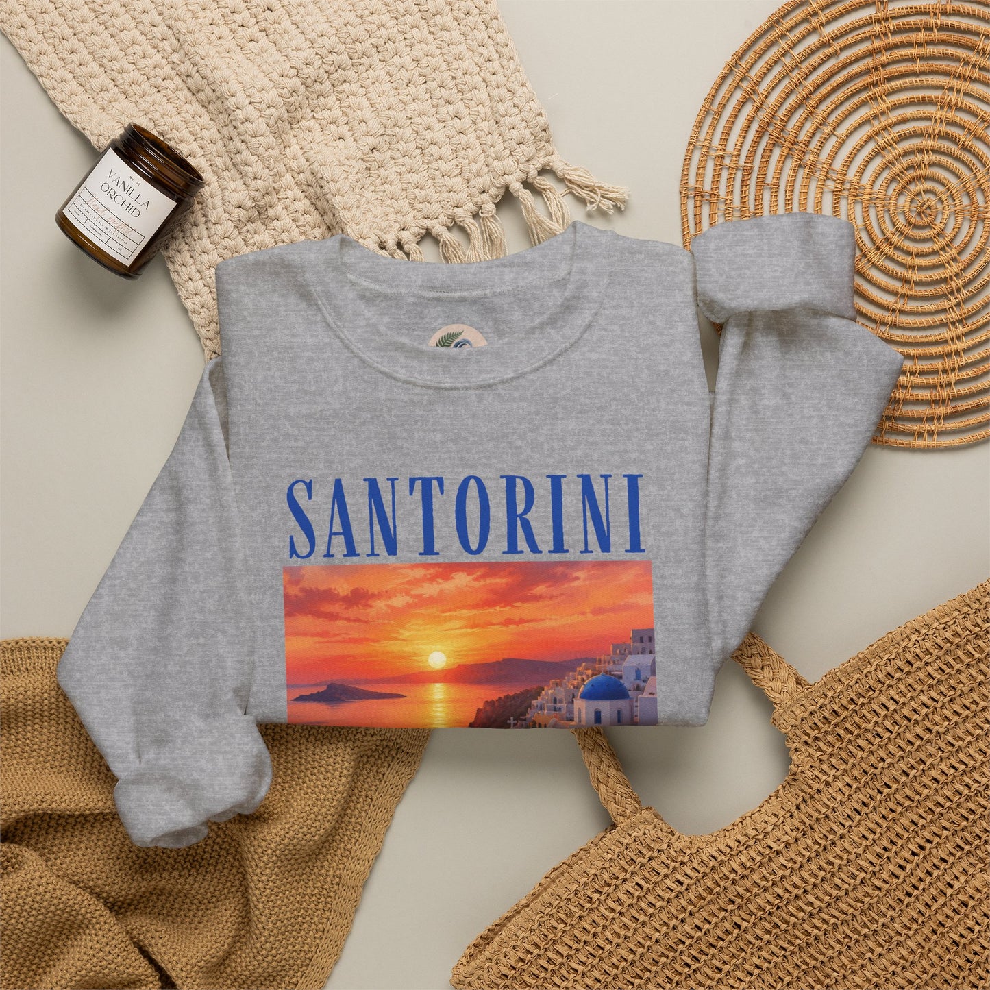 Santorini Sunset Sweatshirt — Greek Island Travel Crewneck