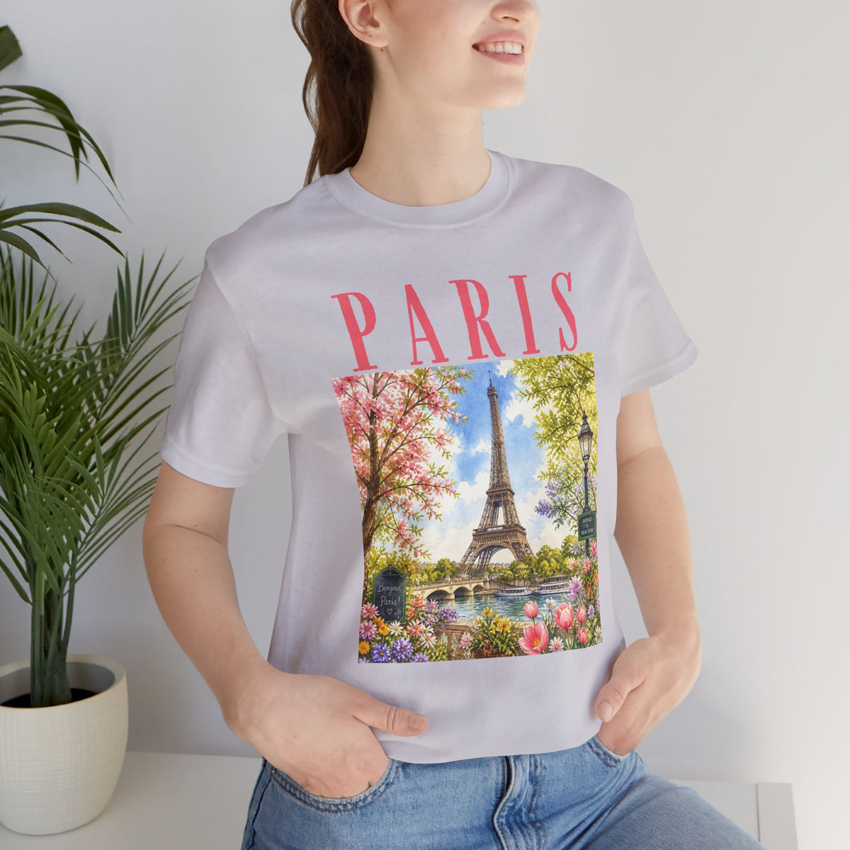Paris Floral Eiffel Tower Tee — Vintage Romantic France T-Shirt
