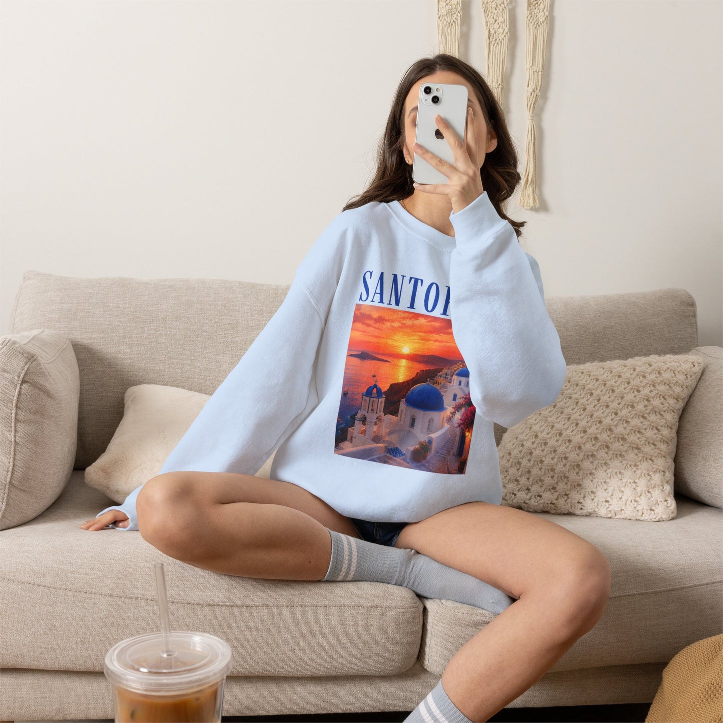 Santorini Sunset Sweatshirt — Greek Island Travel Crewneck
