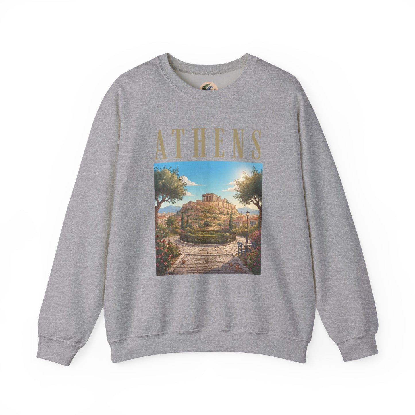 Athens Scenic Crewneck Sweatshirt — Vintage Greece Travel Pullover
