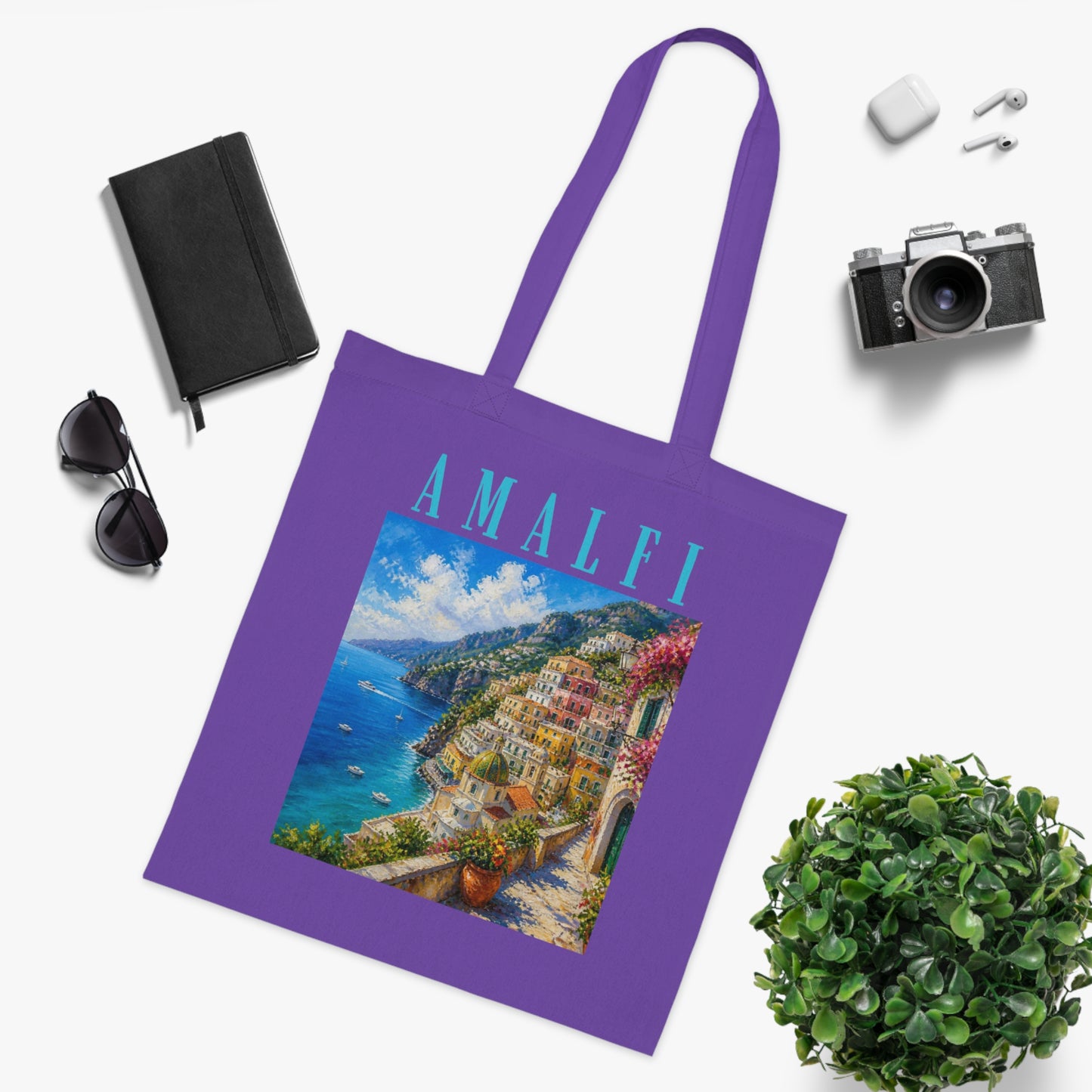 Amalfi Coast Cotton Tote Bag — Scenic Italy Travel Beach Market Tote