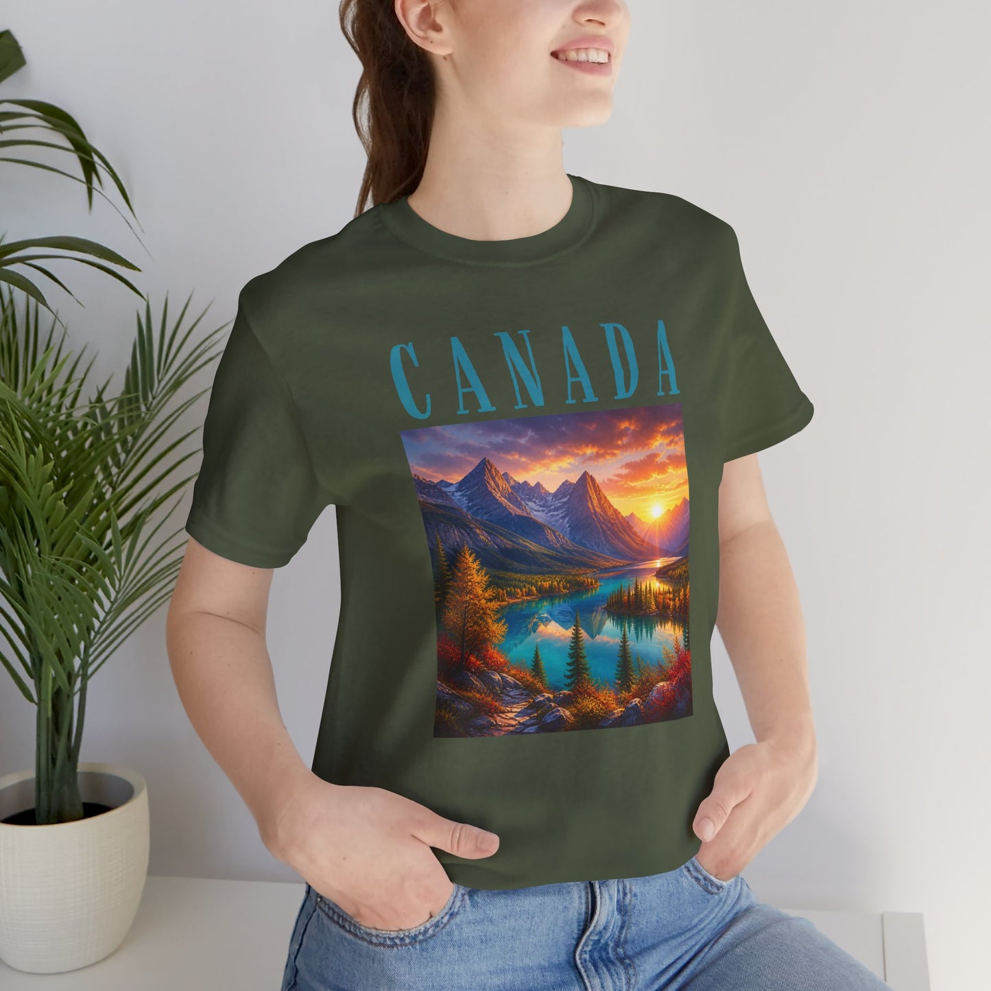 Canada Banff Scenic Mountain Tee — Sunrise Lake Landscape T‑Shirt