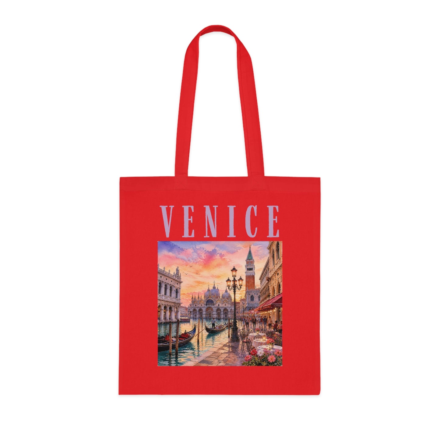Venice Cotton Tote Bag - Vintage Sunset Canal Travel Tote