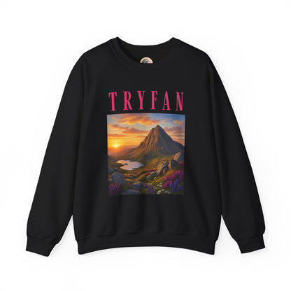Tryfan Mountain Sweatshirt — Scenic Snowdonia Sunset Landscape Crewneck