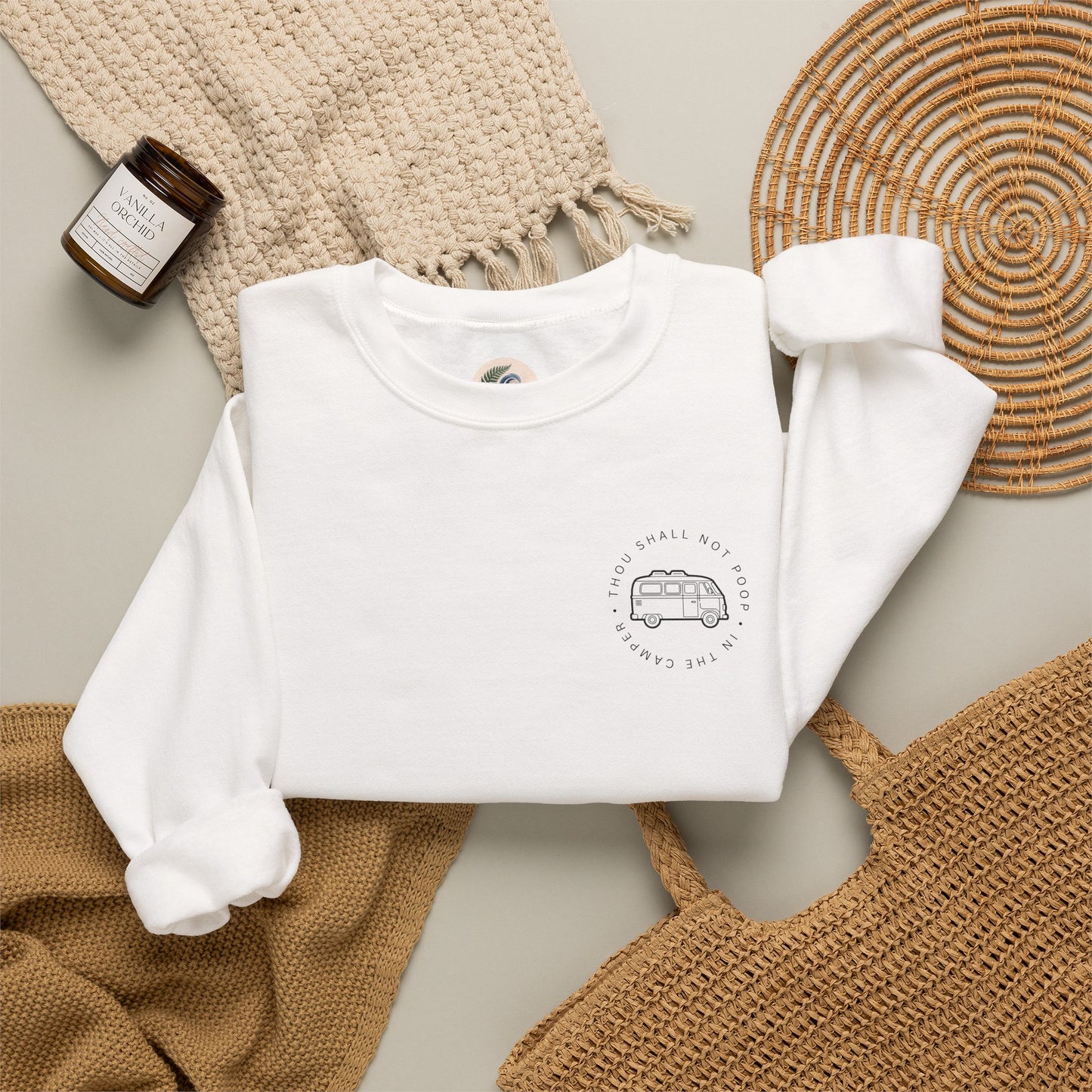 Cozy Camper Crewneck Sweatshirt — Van Life Humour Chest Graphic