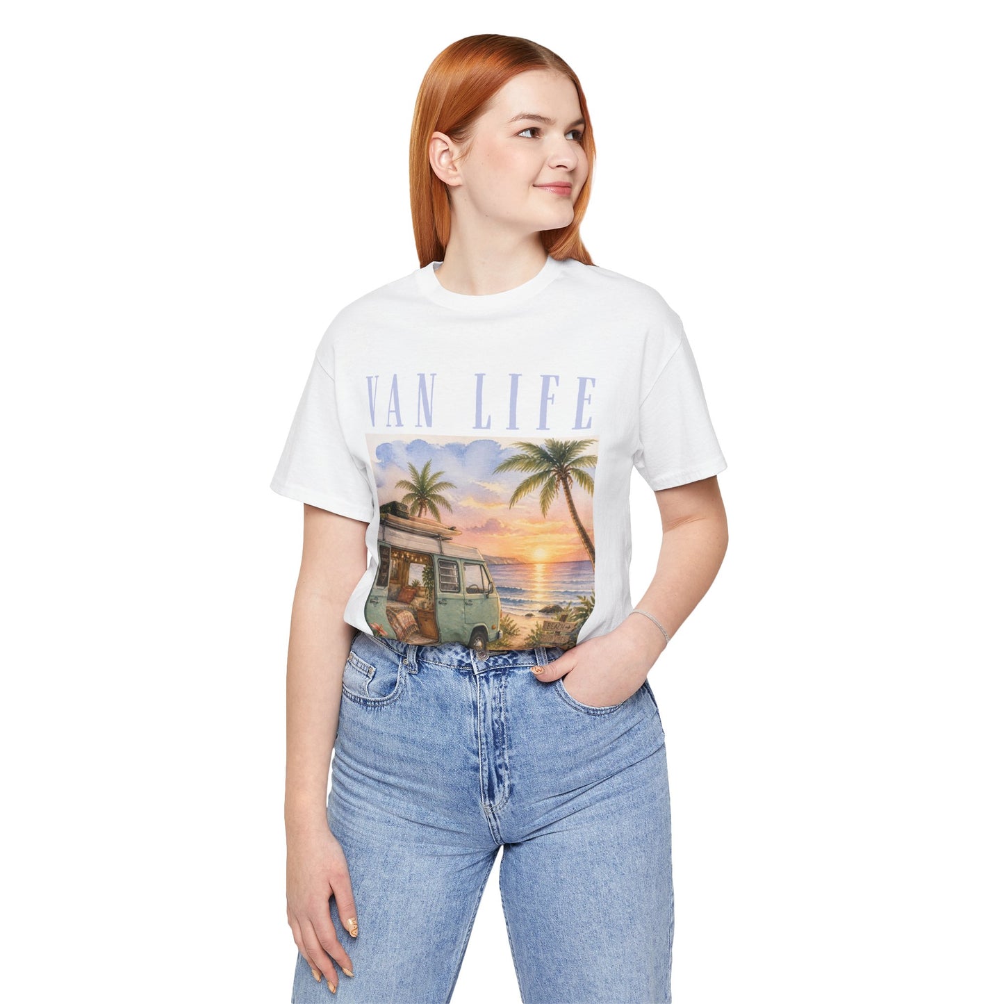Van Life Beach T-Shirt — Retro Camper Sunset Graphic Tee